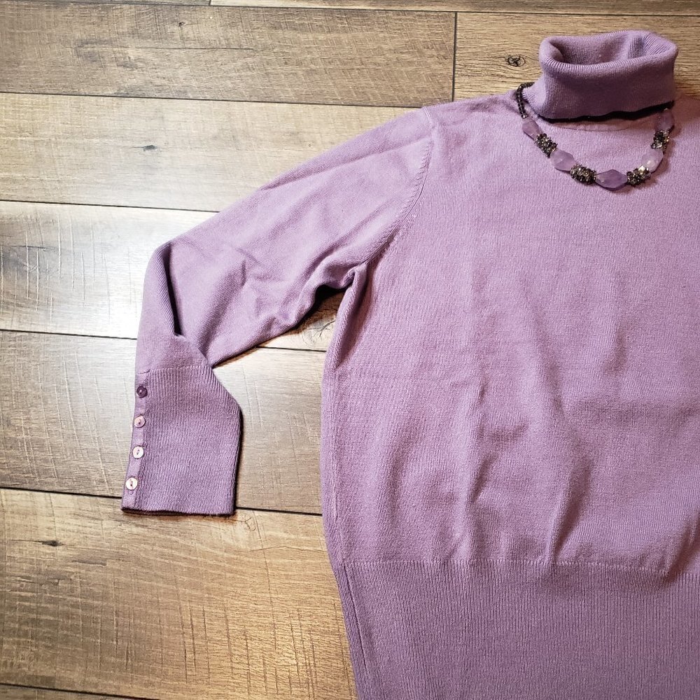 JM Collection Lilac Turtle Neck Sweater - Picture 2 of 9